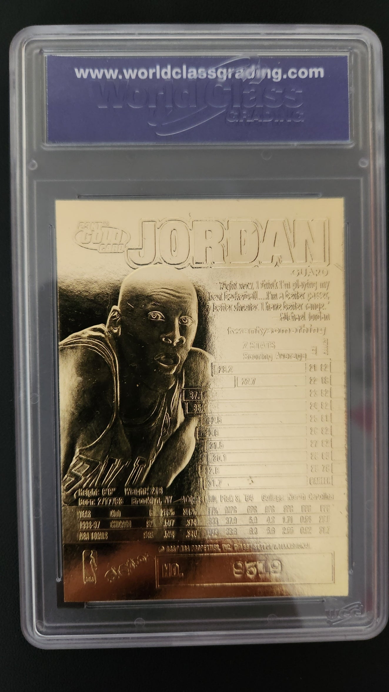 1997 Skybox Z-Force - Michael Jordan - 23 KARAT Gold - WCG GEM-MT 10