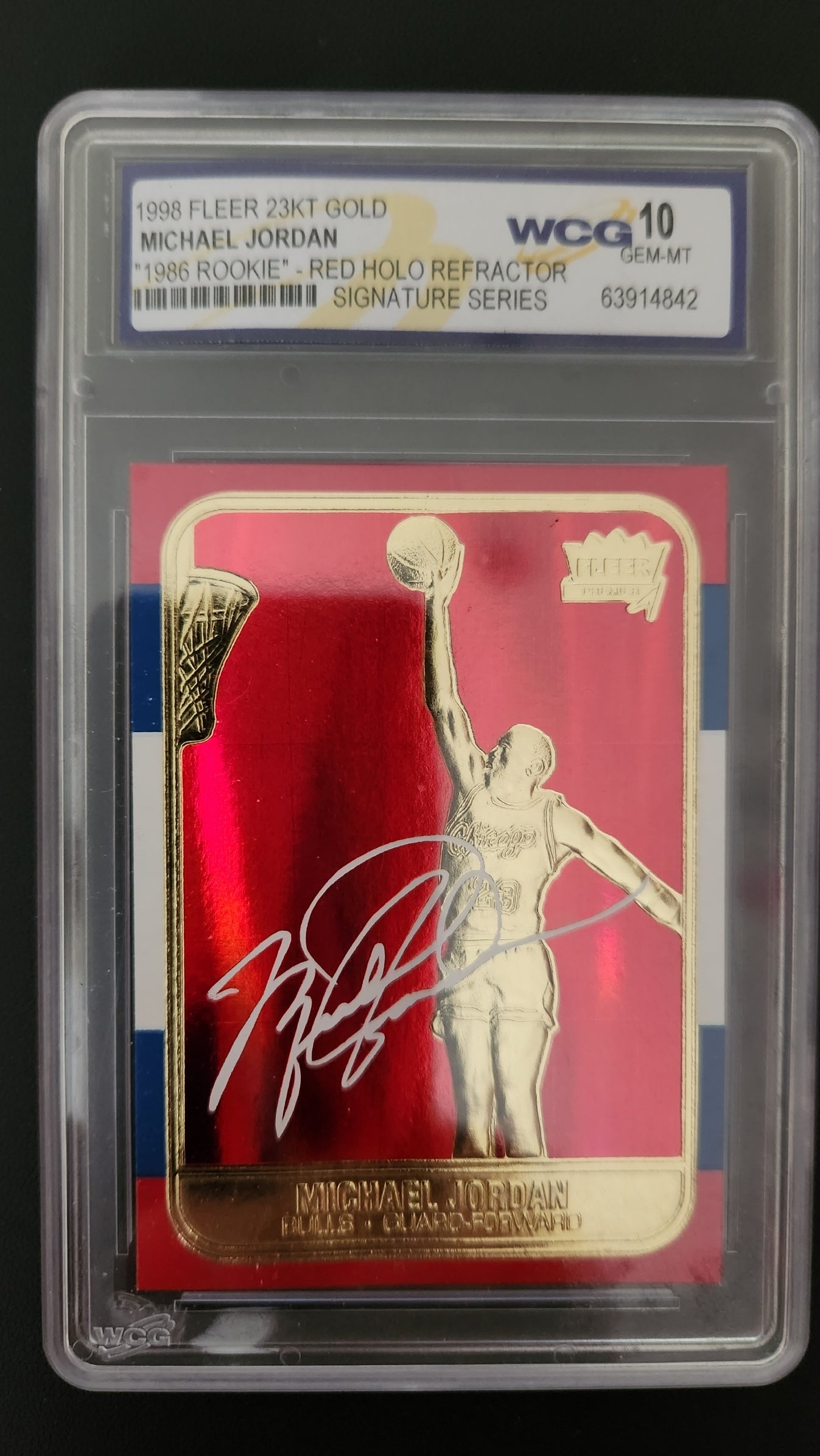 1998 FLEER 23KT GOLD - Michael Jordan - 1986 Rookie - WCG GEM-MT 10
