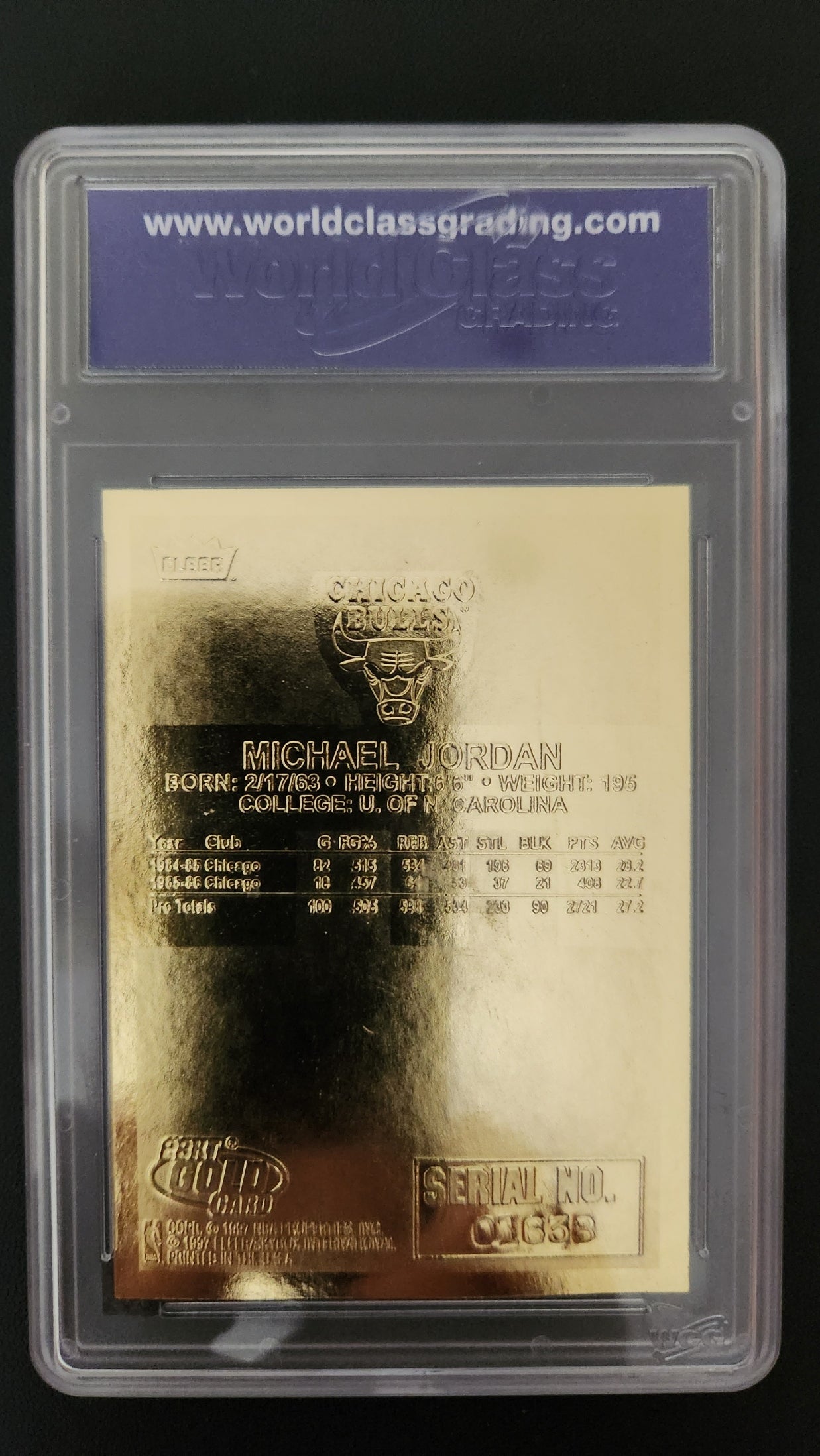 1998 FLEER 23KT GOLD - Michael Jordan - 1986 Rookie - WCG GEM-MT 10