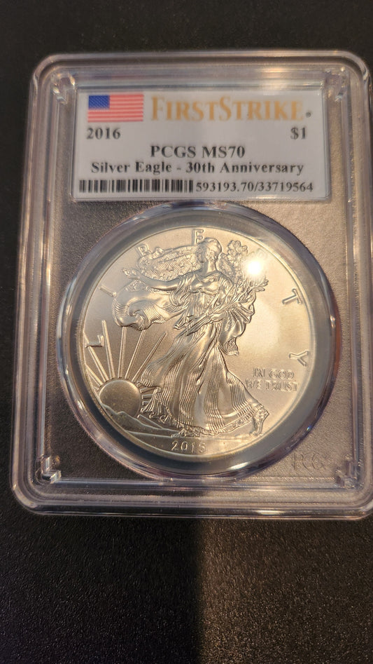 2016 Silver Eagle - 30th Anniversary - PCGS MS70