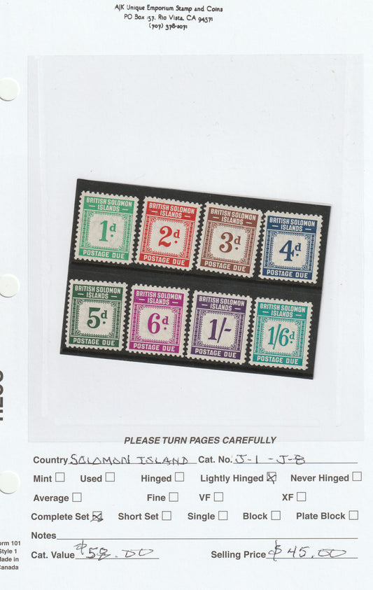 Solomon Islands Complete Set - Lightly Hinged