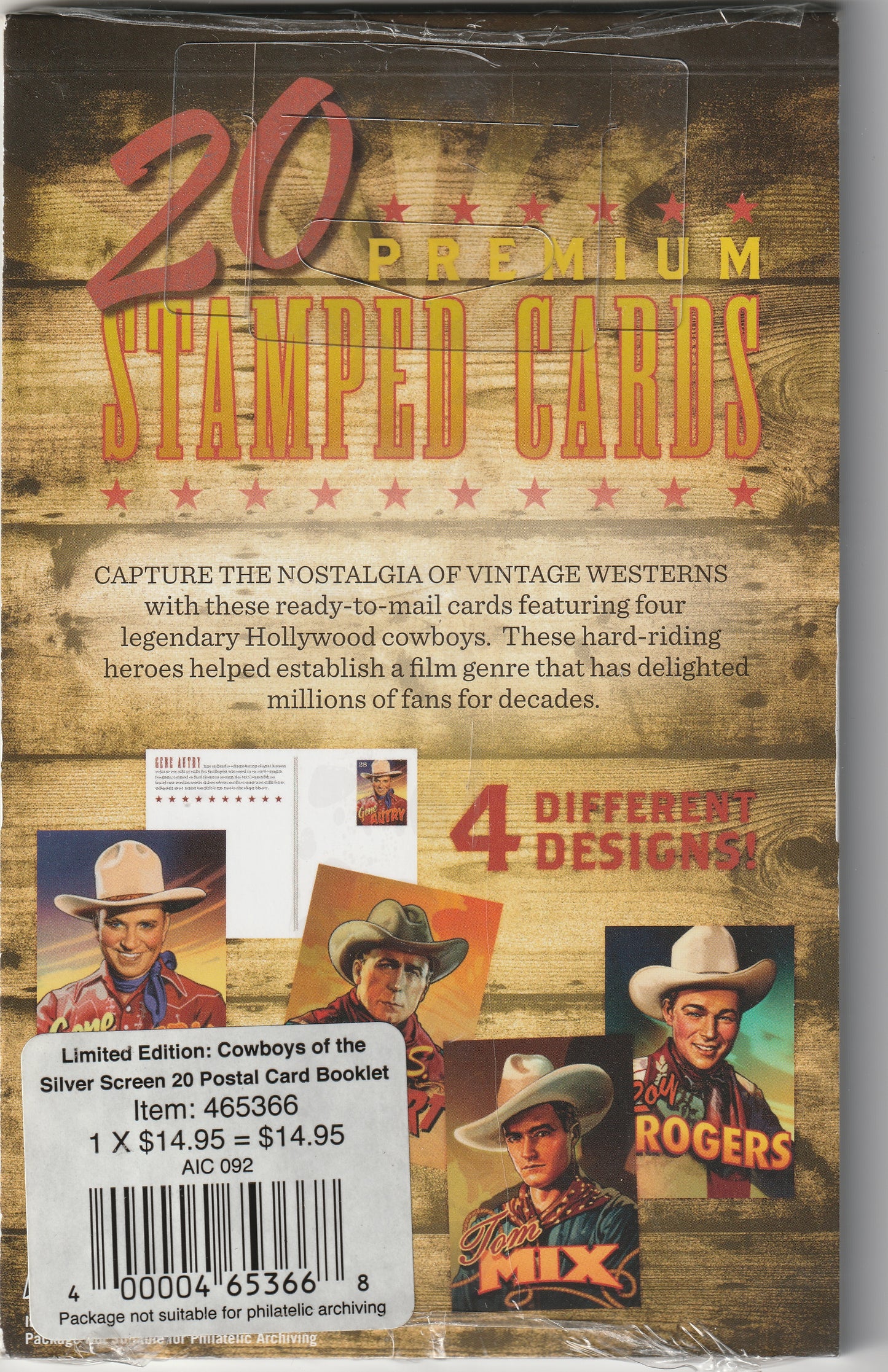 Unopened Premium Stamped Cards (20) - Cowboys Of The Silver Screen