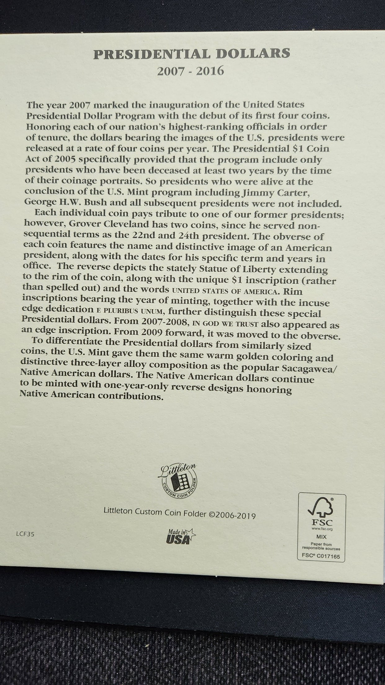 Presidential Dollars - 2007 - 2016