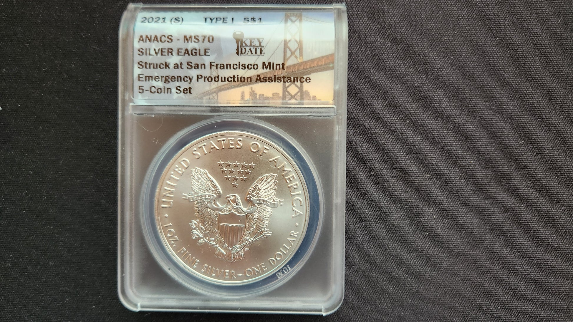 2021 Silver Dollars - Complete 5-Coin Set - ANACS MS70