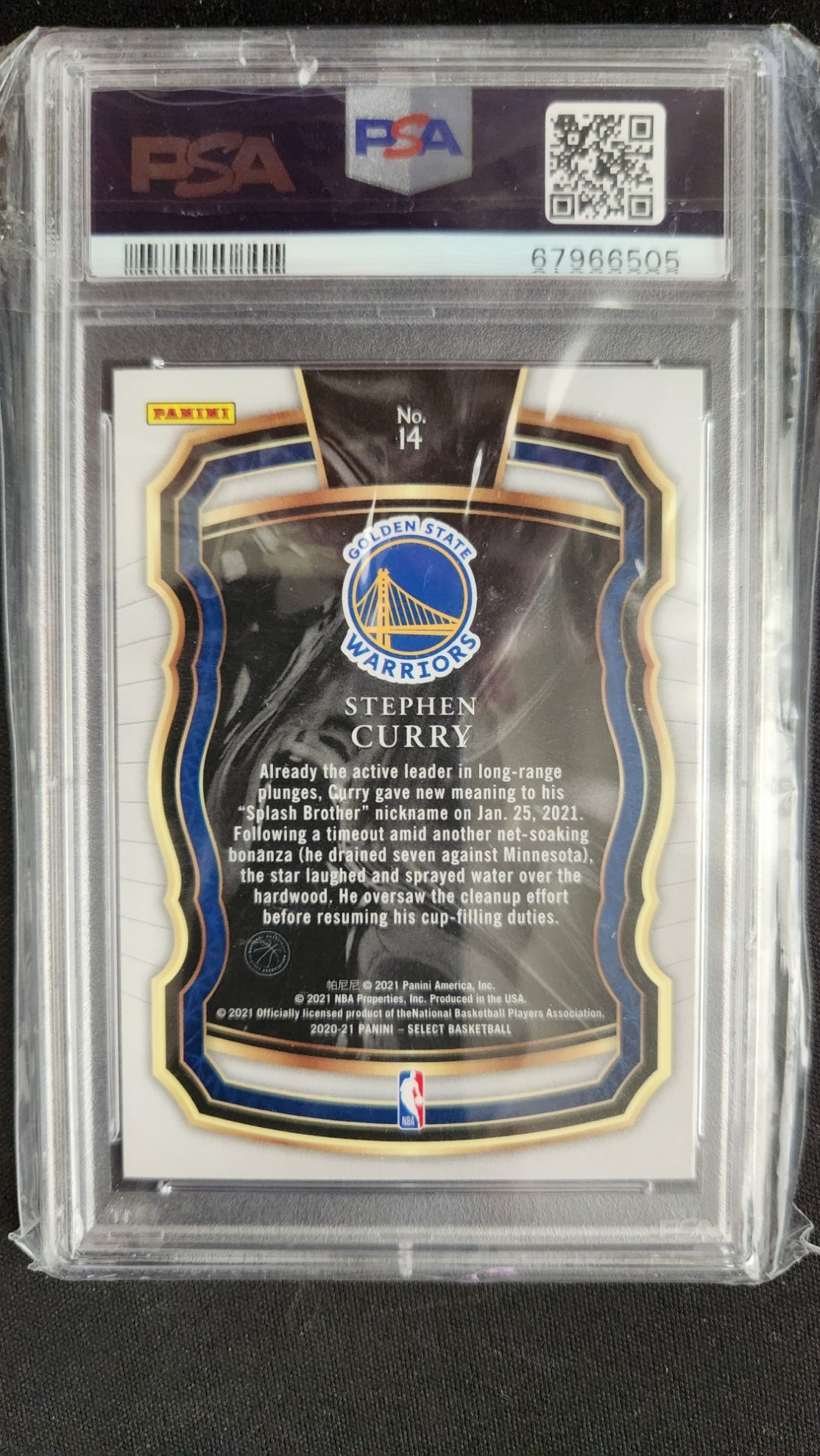 2020 Panini Select - Stephen Curry - Select Company #14 - PSA GEM MT 10