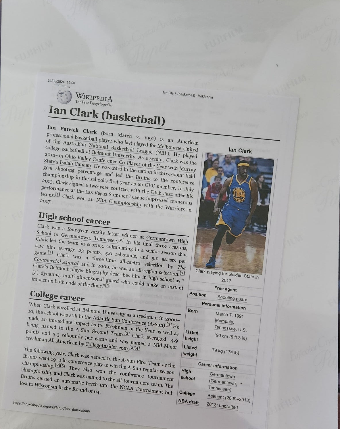 Autographed - Ian Clark - Go Dubs! - JSA Certified