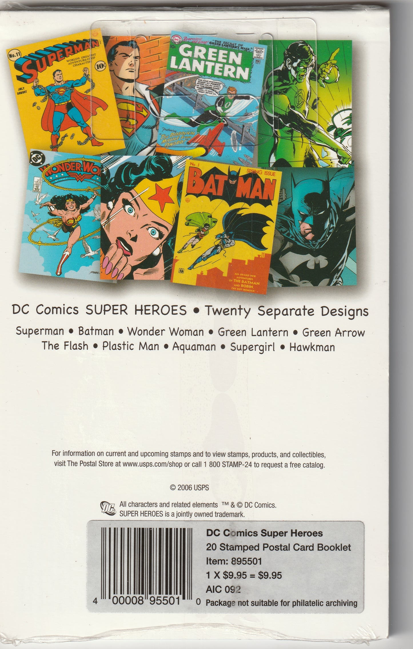 Unopened Premium Stamped Cards (20) - DC Comics Superheroes