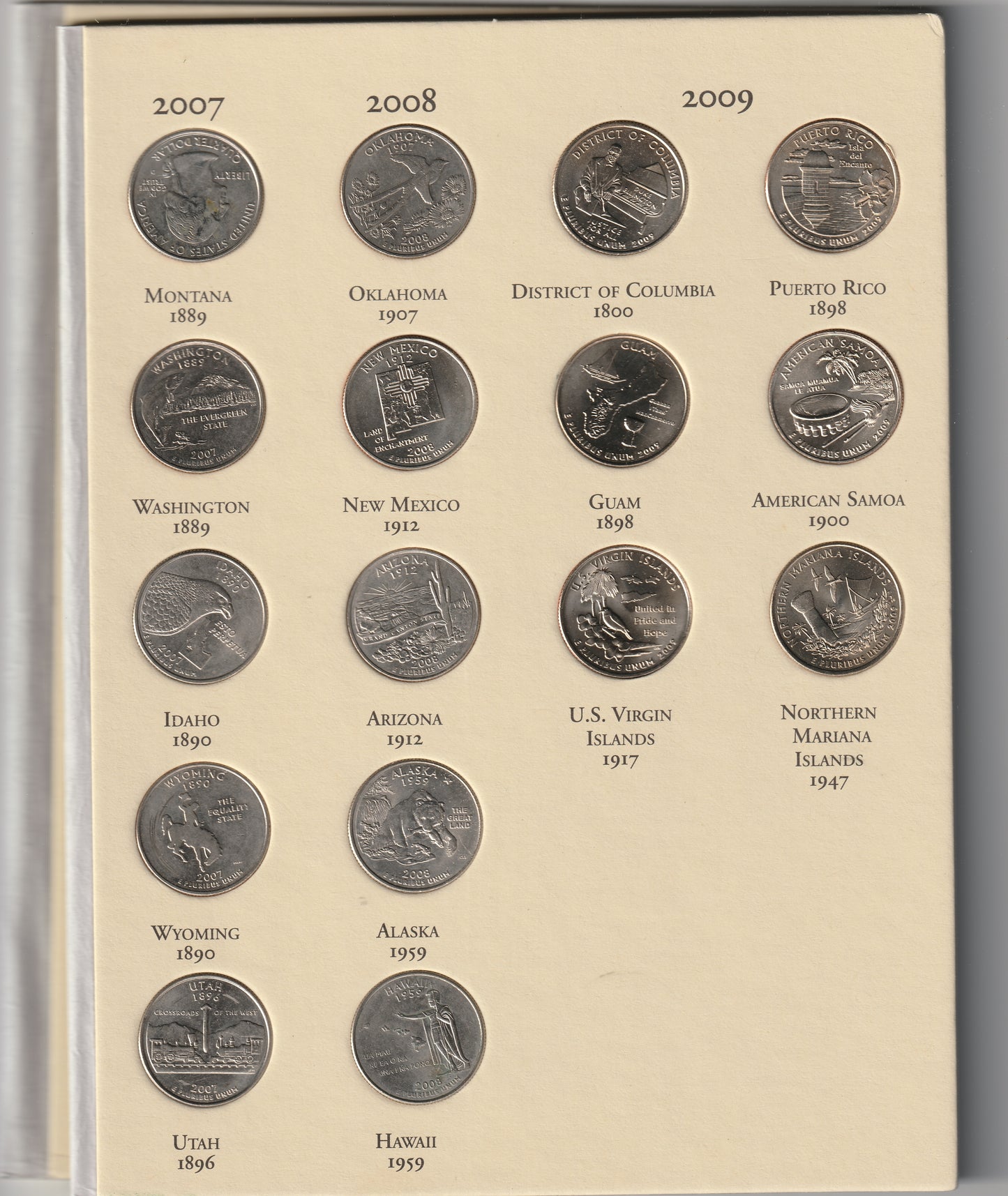 Fifty State Commemorative Quarters - 1999 - 2008 - D.C. & U.S. Territories